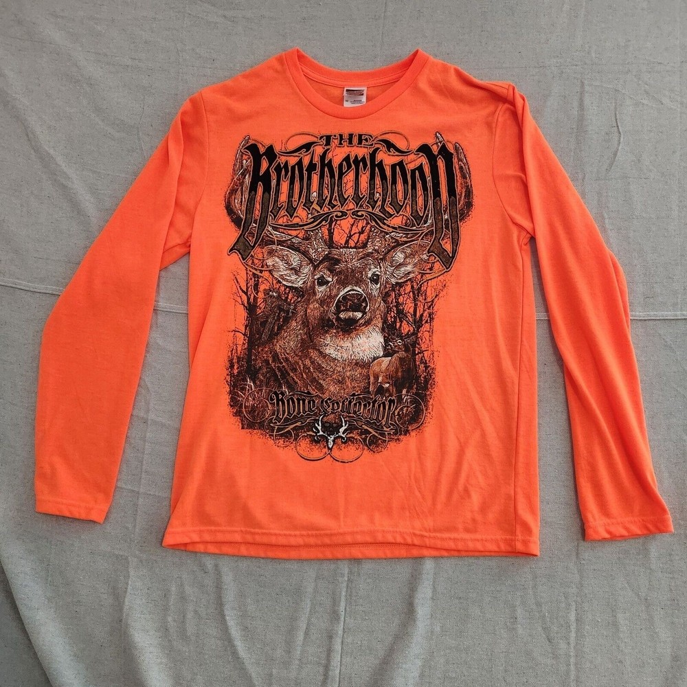 Paramount Outdoors Shirt Mens Medium Hunter Orange Long Sleeve Graphic Spell Out